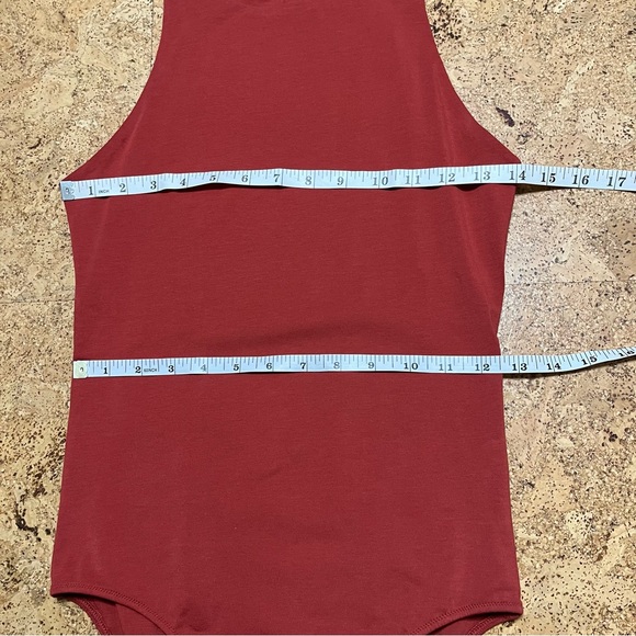 Everlane Supima Cotton High Neck Sleeveless Rust Bodysuit Sz S - Picture 9 of 11